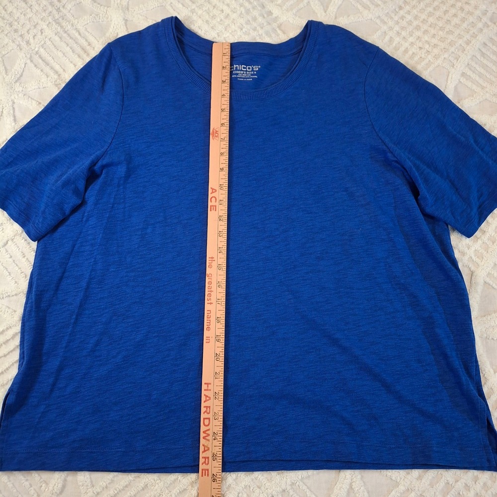 Chicos 4 Womens XXL Royal Blue Short Sleeve T-Shirt Top Cotton Modal Blend - Picture 2 of 6
